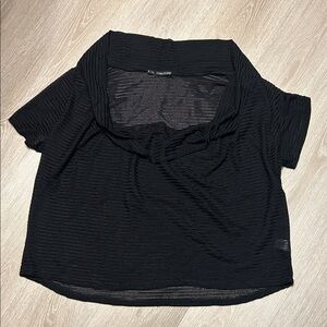 Maurice’s Plus Size See Thru Black Short Sleeve Top Wide Dip Neck Sz 2